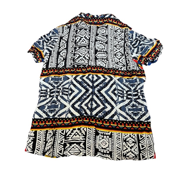 Boohoo Man Short Sleeve Retro Print Casual Button Up Collared Shirt Large New - Picture 2 of 6